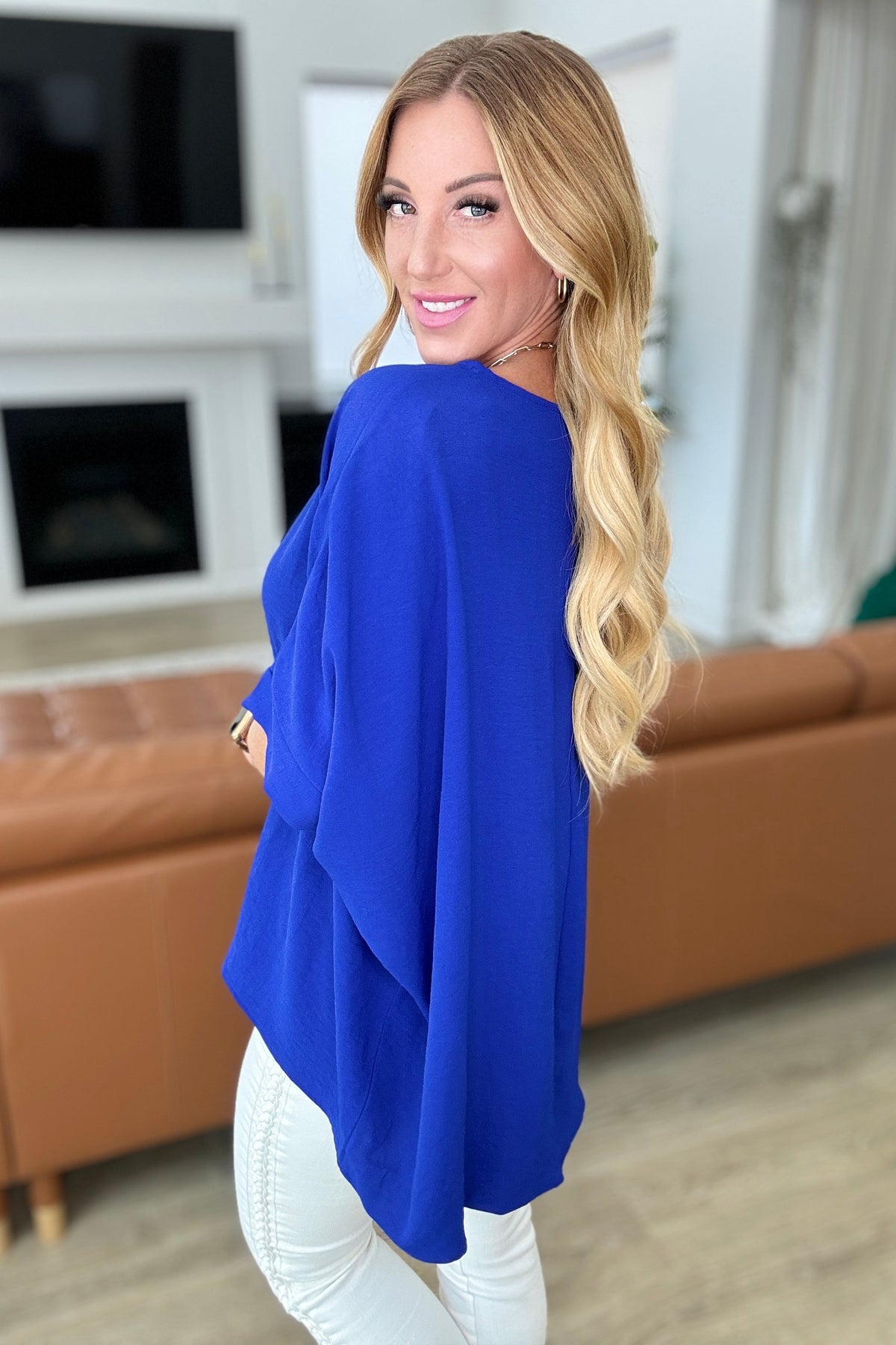 Feels Like Me Dolman Sleeve Top in Royal Blue-Tops-Villari Chic, women's online fashion boutique in Severna, Maryland