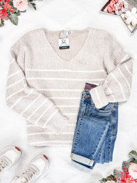 Cozy Striped Sweater - Natural-clothing-Villari Chic, women's online fashion boutique in Severna, Maryland