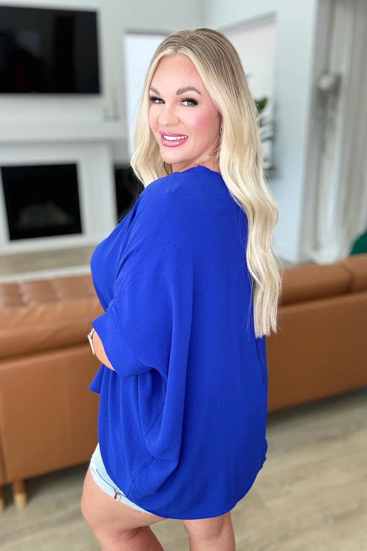 Feels Like Me Dolman Sleeve Top in Royal Blue-Tops-Villari Chic, women's online fashion boutique in Severna, Maryland