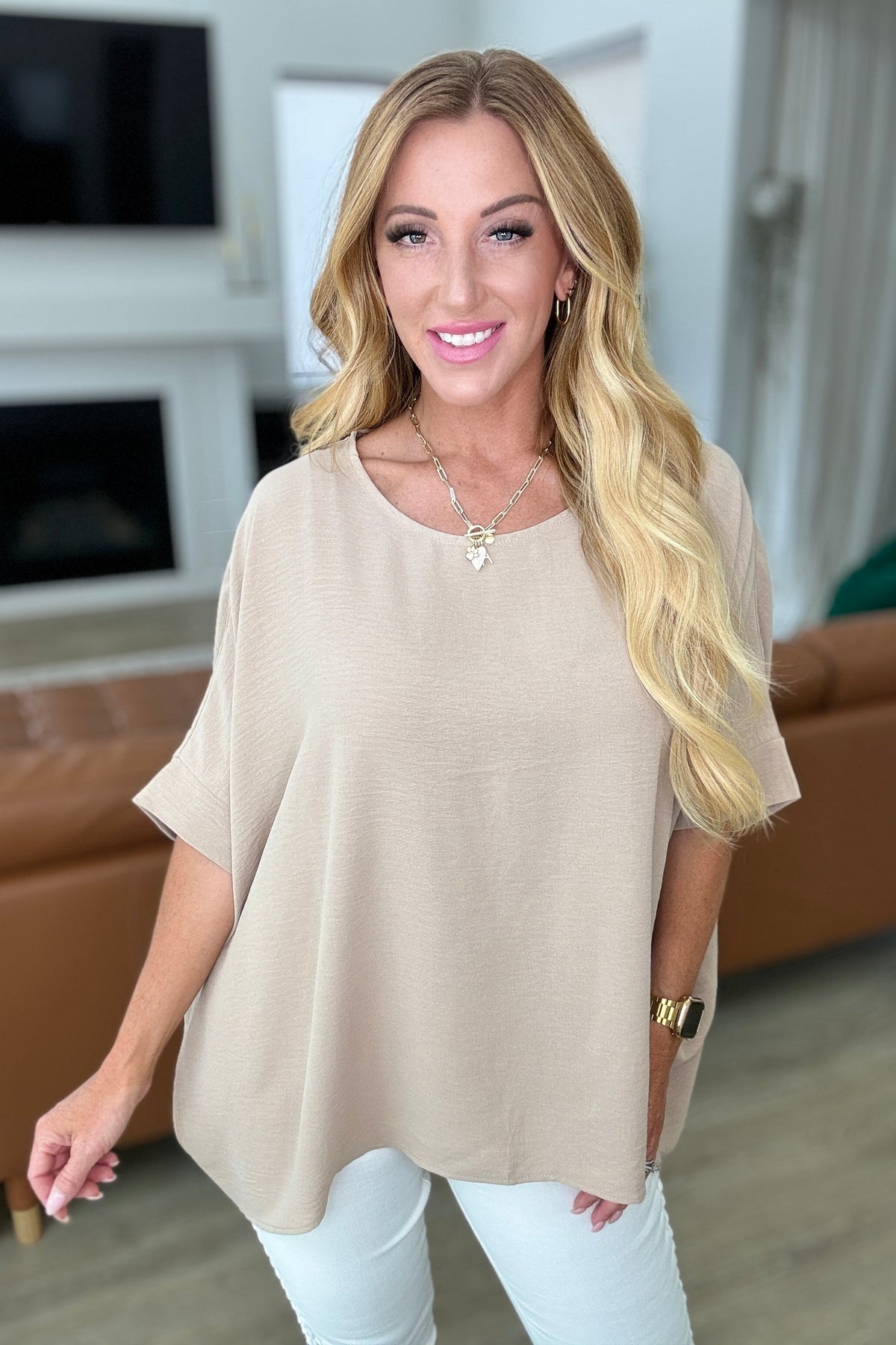 Feels Like Me Dolman Sleeve Top in Taupe-Tops-Villari Chic, women's online fashion boutique in Severna, Maryland