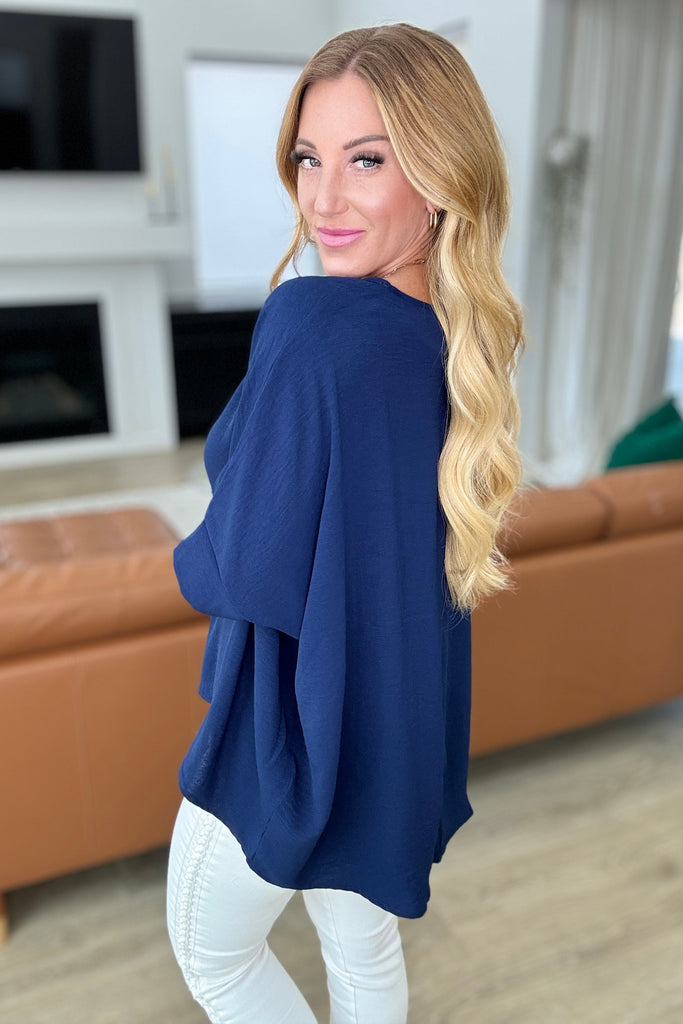 Feels Like Me Dolman Sleeve Top in Navy-Tops-Villari Chic, women's online fashion boutique in Severna, Maryland