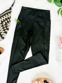 Athleisure Leggings - Black-Leggings-Villari Chic, women's online fashion boutique in Severna, Maryland