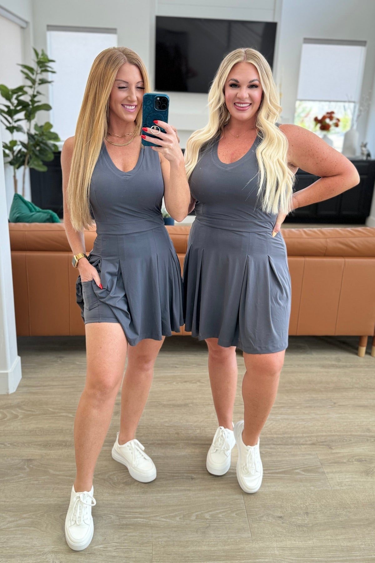 Hop, Skip and a Jump Dress and Shorts Set in Charcoal-Athleisure-Villari Chic, women's online fashion boutique in Severna, Maryland