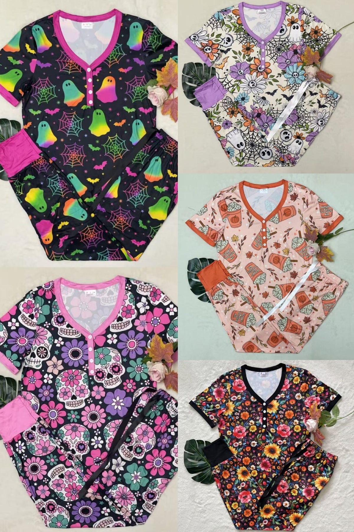 PREORDER: Fall & Halloween Short-Sleeved Jogger PJ Set - 5 Patterns!-Villari Chic, women's online fashion boutique in Severna, Maryland