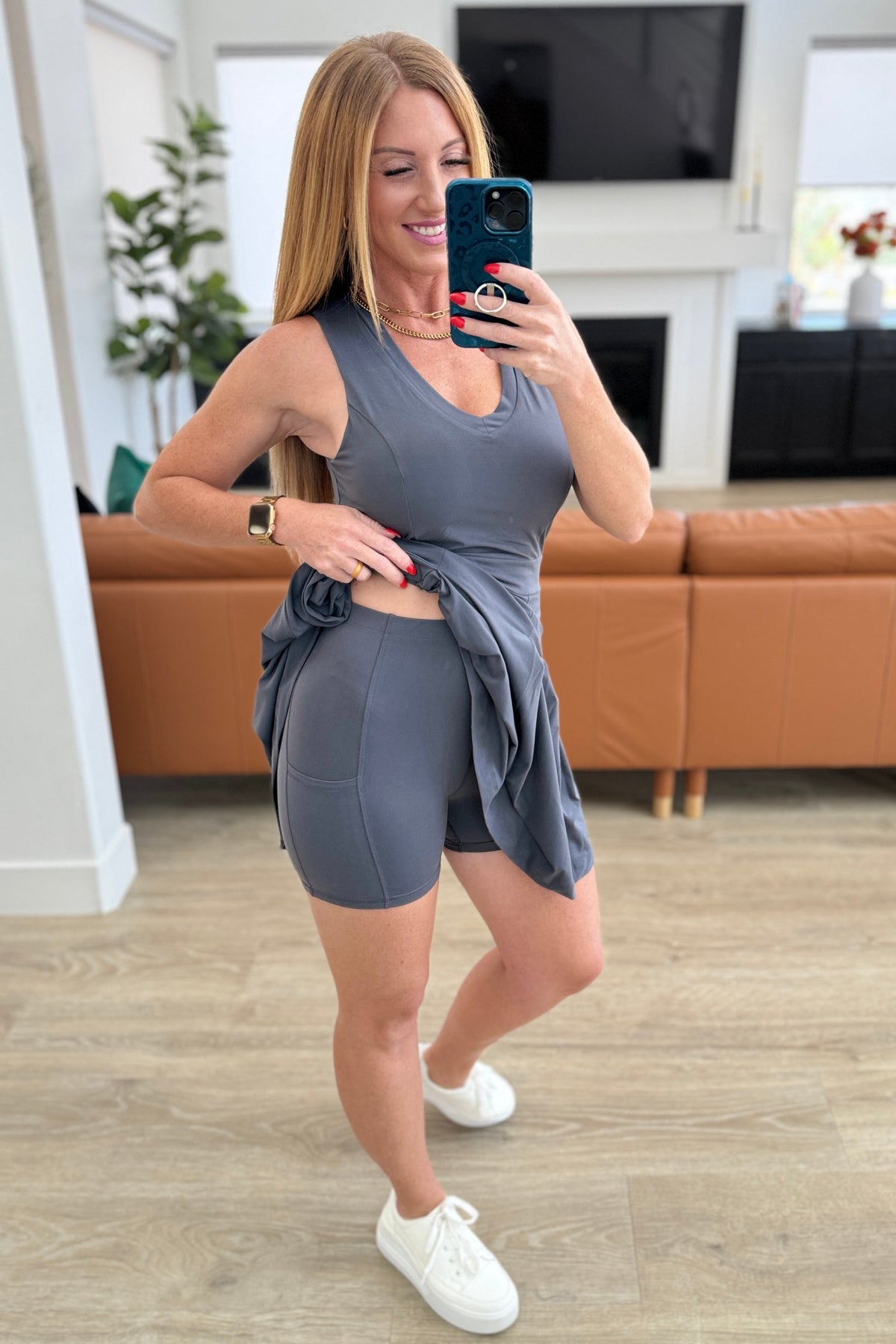 Hop, Skip and a Jump Dress and Shorts Set in Charcoal-Athleisure-Villari Chic, women's online fashion boutique in Severna, Maryland