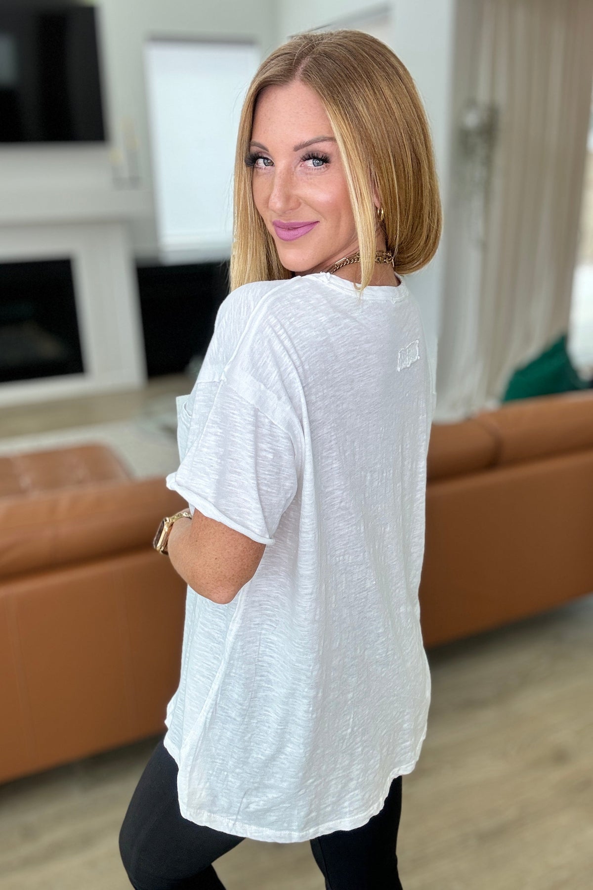 Casually Cool Patch Pocket Tee in White-Tops-Villari Chic, women's online fashion boutique in Severna, Maryland