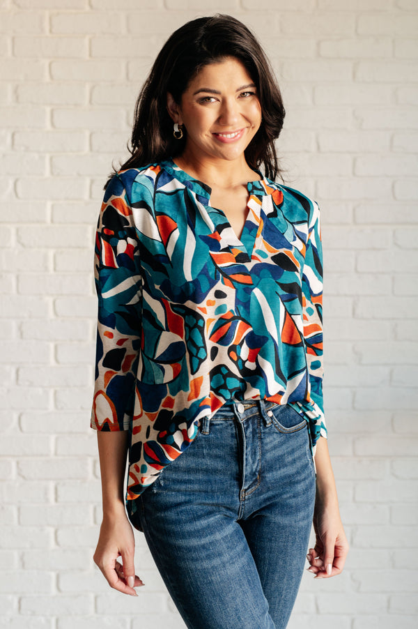 I Think Different Top in Abstract Teal-Tops-Villari Chic, women's online fashion boutique in Severna, Maryland