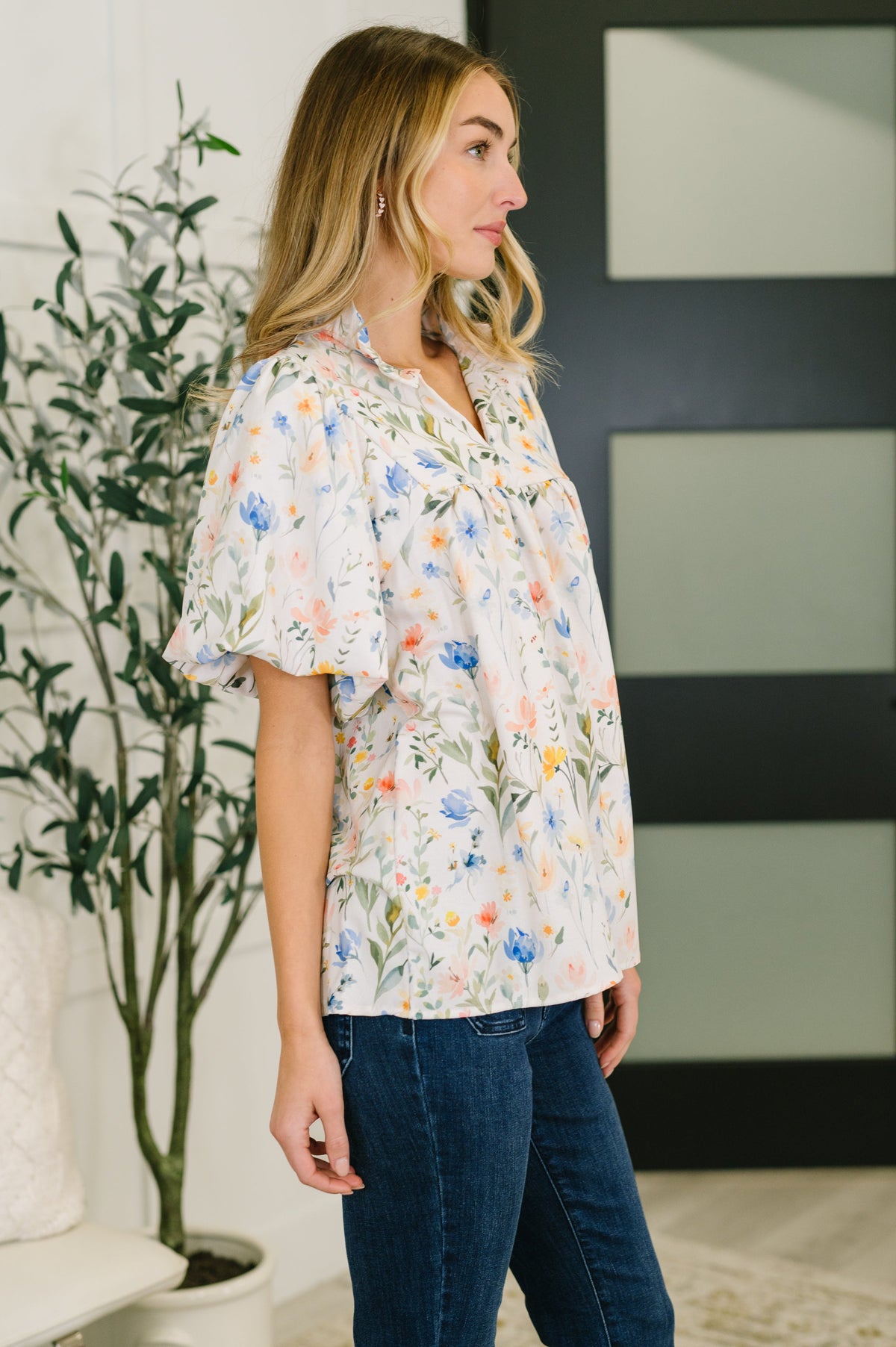 In All This Time Notch Neck Floral Blouse-Womens-Villari Chic, women's online fashion boutique in Severna, Maryland