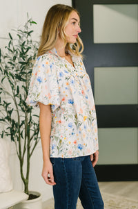 In All This Time Notch Neck Floral Blouse-Womens-Villari Chic, women's online fashion boutique in Severna, Maryland