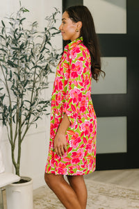 Inspire Collared Dress in Pink Blossom-Womens-Villari Chic, women's online fashion boutique in Severna, Maryland