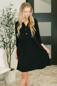 Inspire Collared Neck Dress in Black-Womens-Villari Chic, women's online fashion boutique in Severna, Maryland