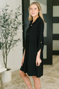 Inspire Collared Neck Dress in Black-Womens-Villari Chic, women's online fashion boutique in Severna, Maryland