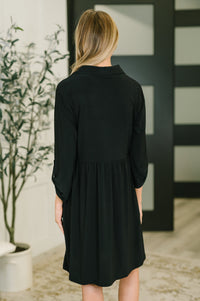 Inspire Collared Neck Dress in Black-Womens-Villari Chic, women's online fashion boutique in Severna, Maryland