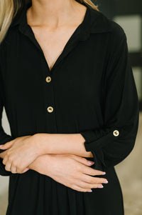 Inspire Collared Neck Dress in Black-Womens-Villari Chic, women's online fashion boutique in Severna, Maryland