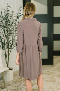 Inspire Collared Neck Dress in Mocha-Womens-Villari Chic, women's online fashion boutique in Severna, Maryland