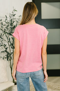 It Starts Here Basic Rolled Sleeve Tee in H Fuchsia-Womens-Villari Chic, women's online fashion boutique in Severna, Maryland