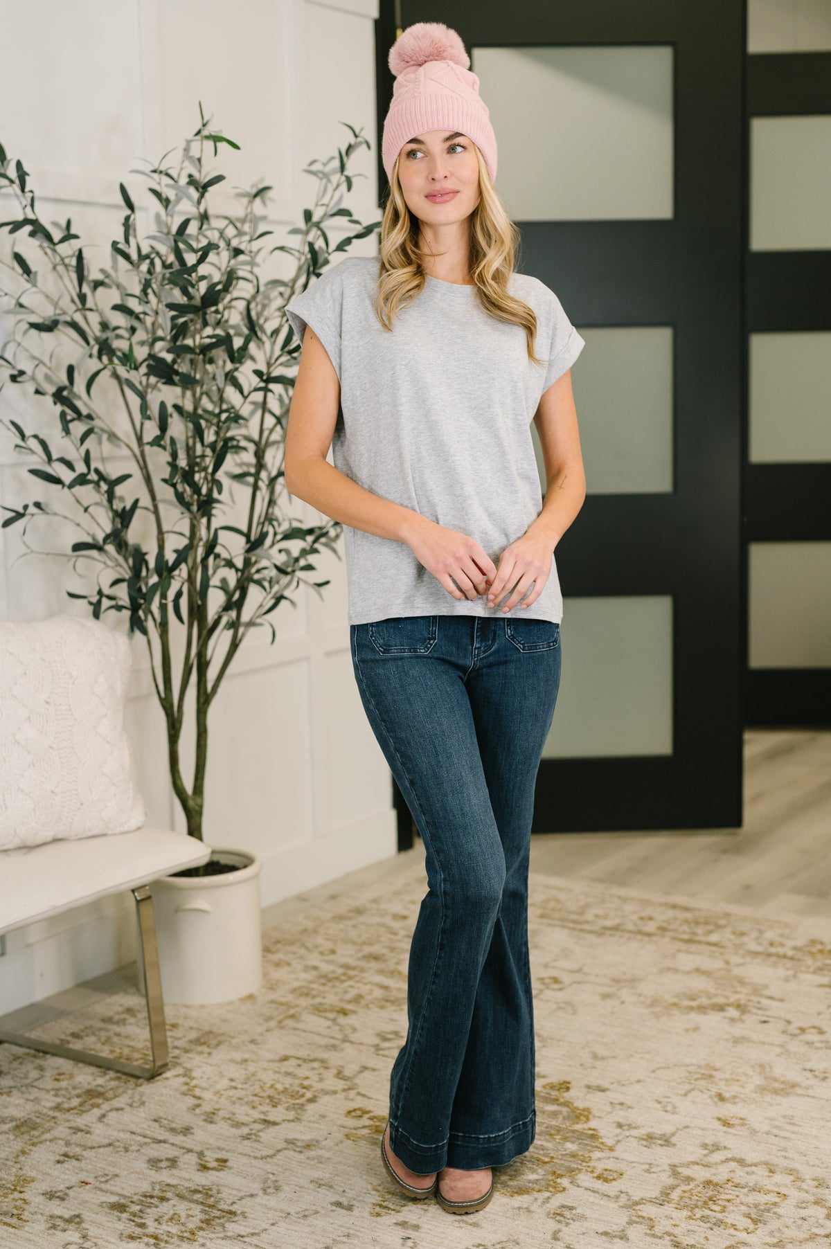 It Starts Here Basic Rolled Sleeve Tee in H Grey-Womens-Villari Chic, women's online fashion boutique in Severna, Maryland