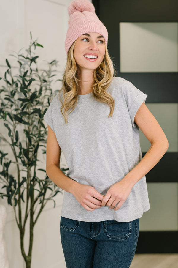 It Starts Here Basic Rolled Sleeve Tee in H Grey-Womens-Villari Chic, women's online fashion boutique in Severna, Maryland