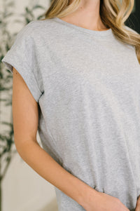 It Starts Here Basic Rolled Sleeve Tee in H Grey-Womens-Villari Chic, women's online fashion boutique in Severna, Maryland