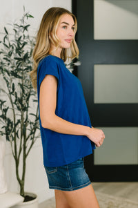It Starts Here Basic Rolled Sleeve Tee in Lt Navy-Womens-Villari Chic, women's online fashion boutique in Severna, Maryland