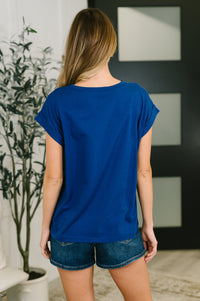 It Starts Here Basic Rolled Sleeve Tee in Lt Navy-Womens-Villari Chic, women's online fashion boutique in Severna, Maryland