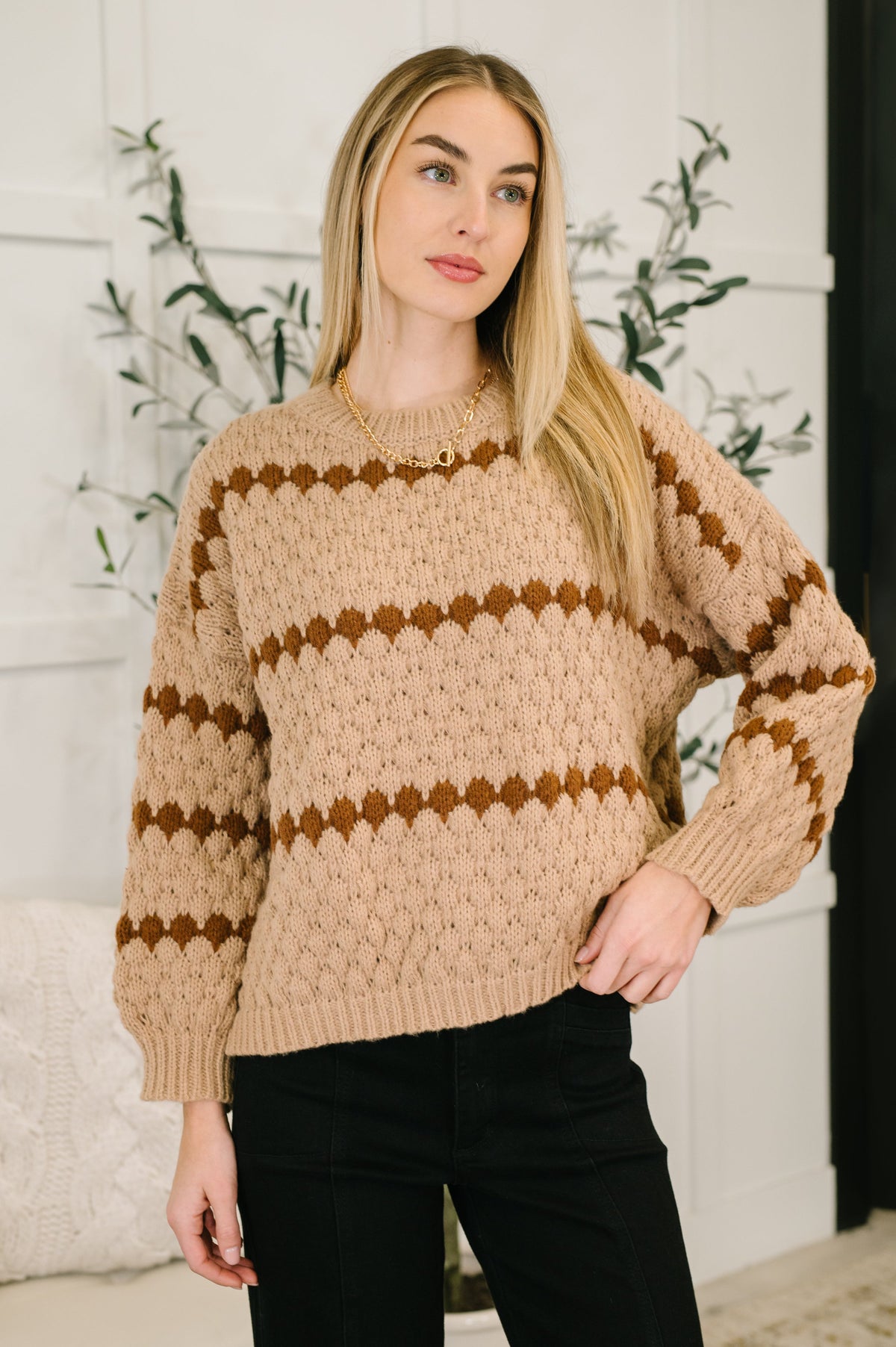 Ivy Lane Textured Sweater in Taupe-Womens-Villari Chic, women's online fashion boutique in Severna, Maryland