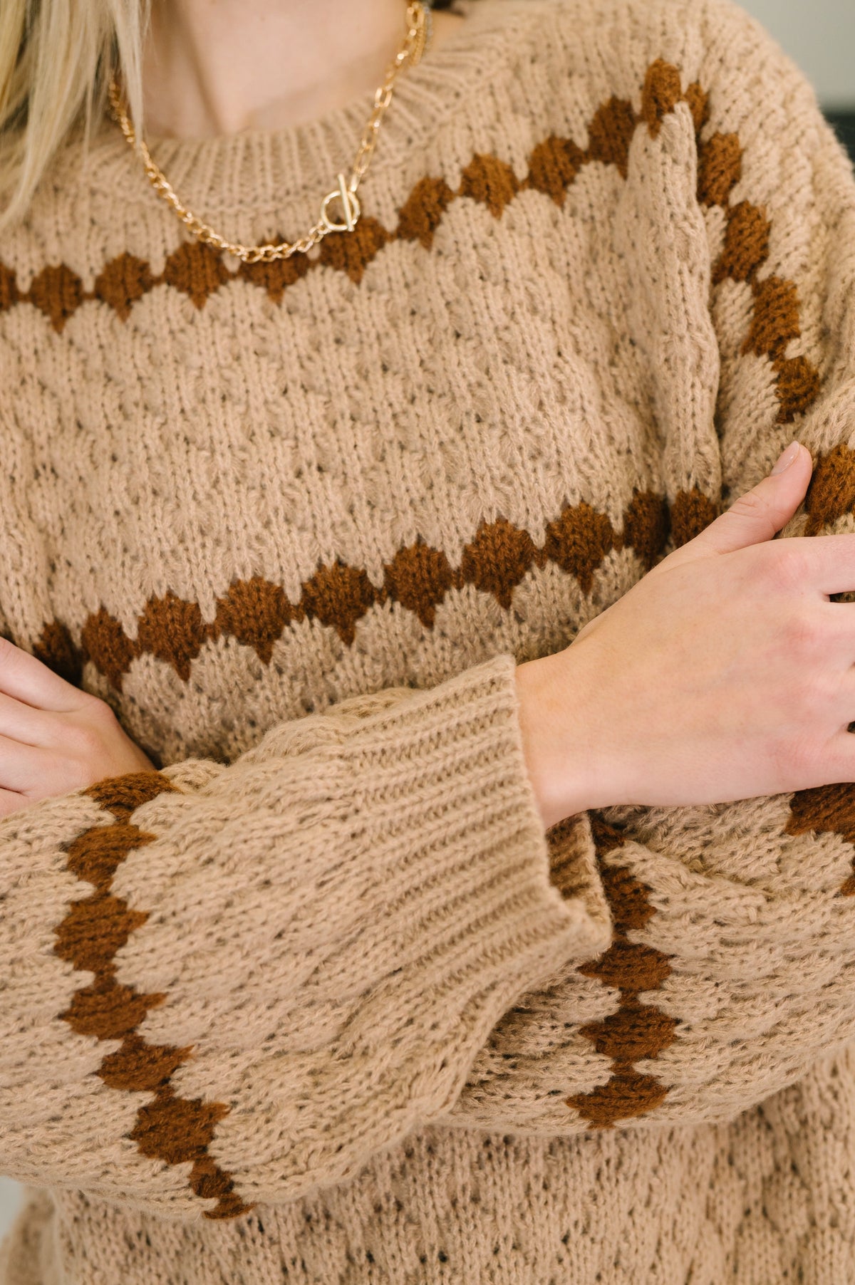 Ivy Lane Textured Sweater in Taupe-Womens-Villari Chic, women's online fashion boutique in Severna, Maryland