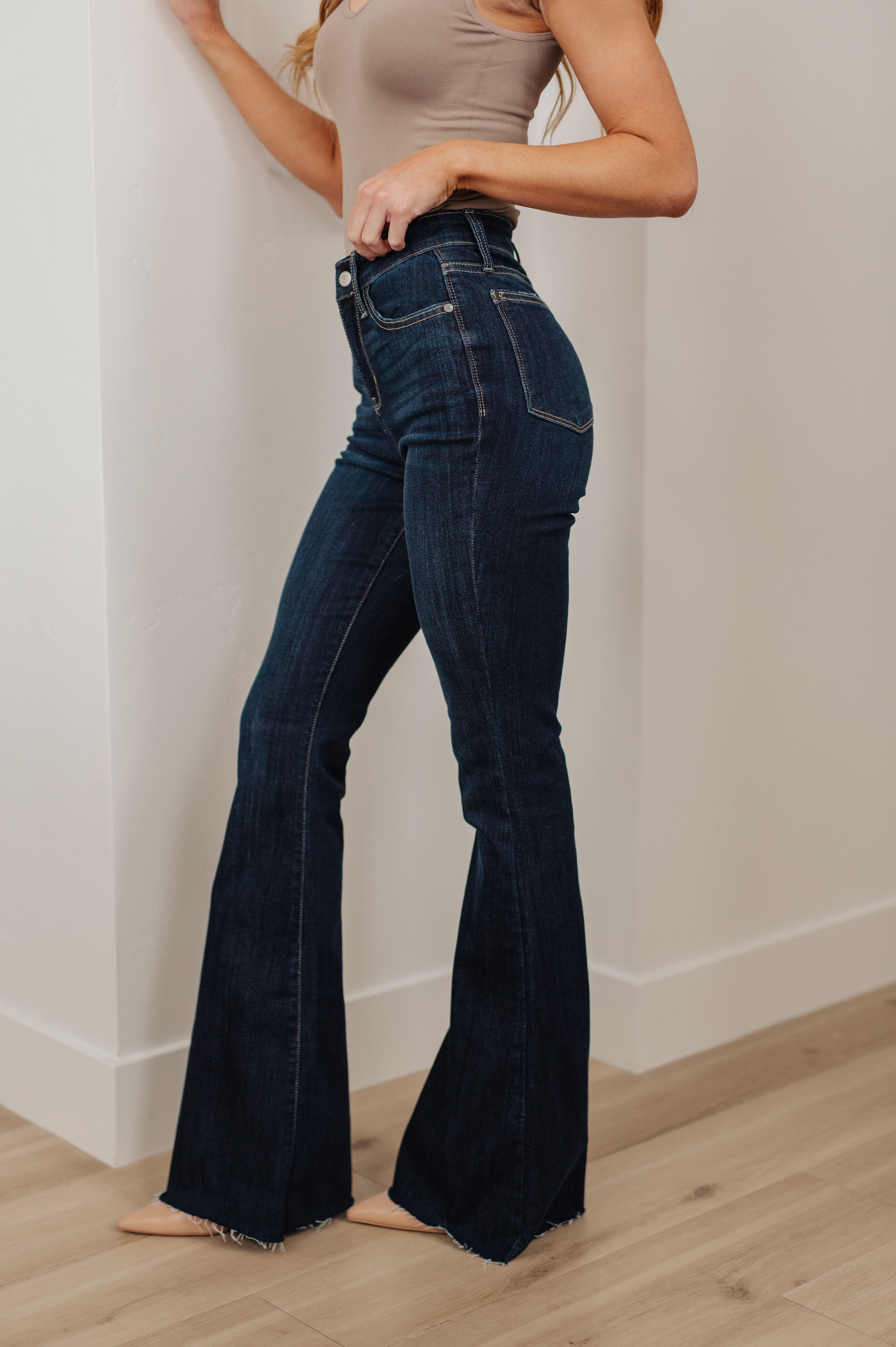 Judy Blue Amanda Full Size High Waisted Raw Hem Flare 2024 Jeans