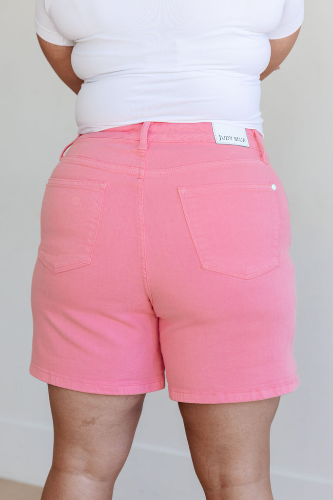 Judy Blue Tummy Control Shorts in Pink-Womens-Villari Chic, women's online fashion boutique in Severna, Maryland