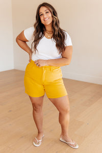 Judy Blue Tummy Control Shorts in Yellow-Womens-Villari Chic, women's online fashion boutique in Severna, Maryland