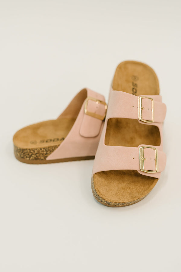 Jete Nubuck Double Buckle Slides in Blush-Womens-Villari Chic, women's online fashion boutique in Severna, Maryland