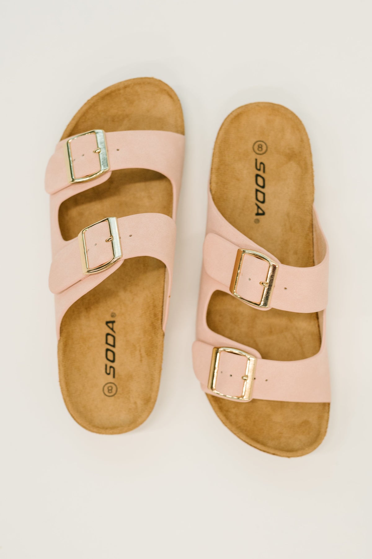 Jete Nubuck Double Buckle Slides in Blush-Womens-Villari Chic, women's online fashion boutique in Severna, Maryland