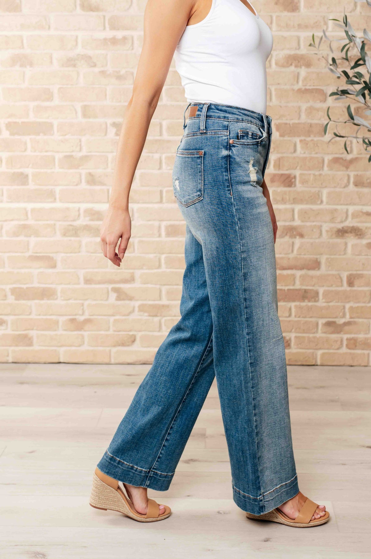 Judy Blue High Waist Distressed Denim Trousers-Womens-Villari Chic, women's online fashion boutique in Severna, Maryland