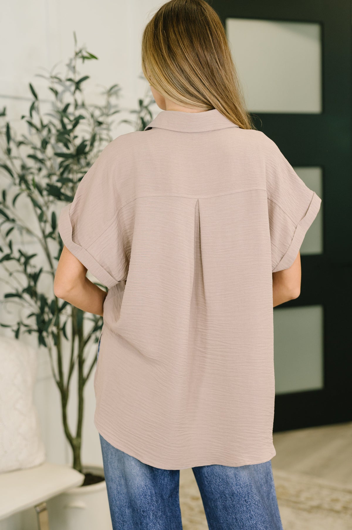 Keep Up Collared Button Down in Ash Mocha-Womens-Villari Chic, women's online fashion boutique in Severna, Maryland