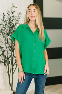 Keep Up Collared Button Down in Green-Womens-Villari Chic, women's online fashion boutique in Severna, Maryland
