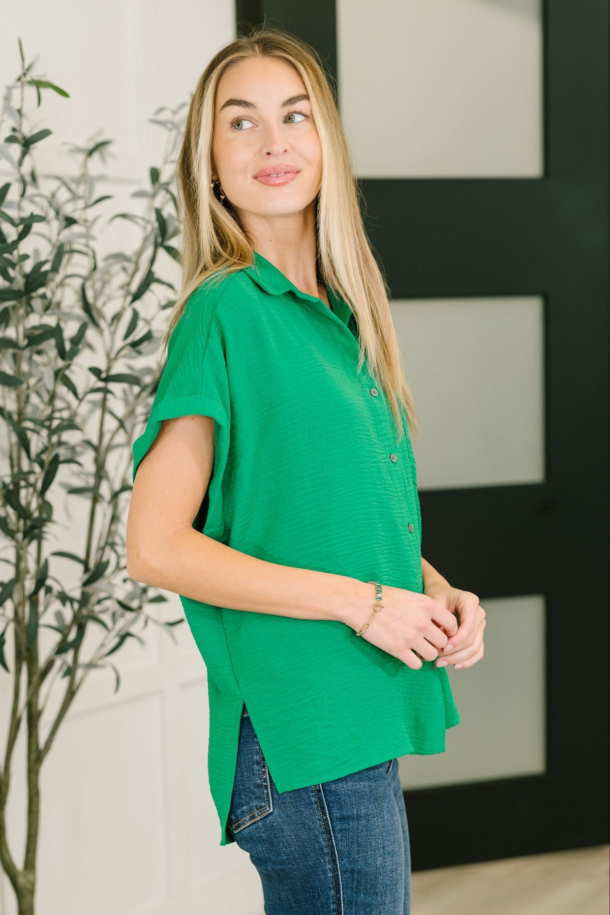 Keep Up Collared Button Down in Green-Womens-Villari Chic, women's online fashion boutique in Severna, Maryland