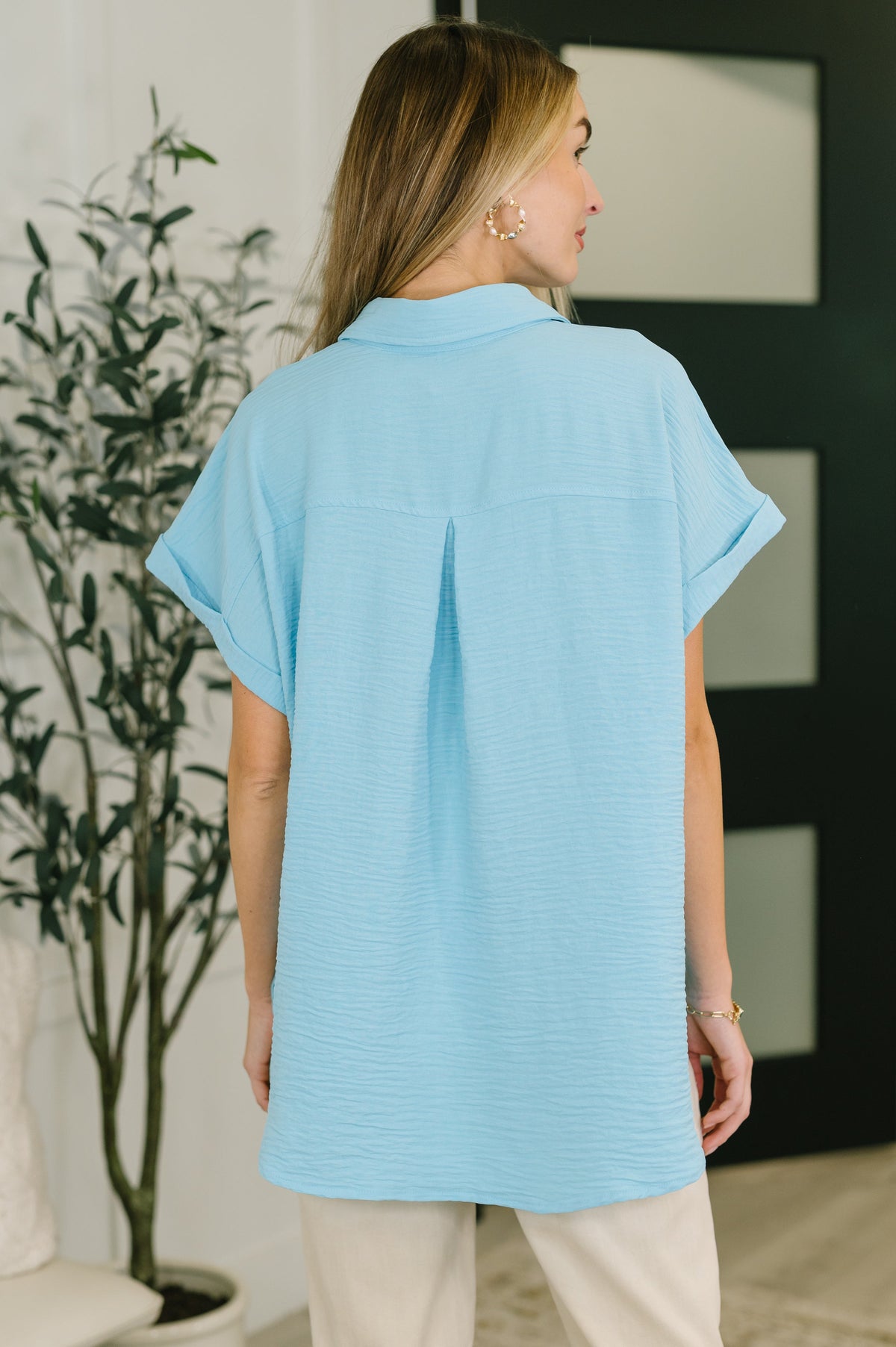 Keep Up Collared Button Down in Sky Blue-Womens-Villari Chic, women's online fashion boutique in Severna, Maryland