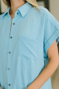 Keep Up Collared Button Down in Sky Blue-Womens-Villari Chic, women's online fashion boutique in Severna, Maryland