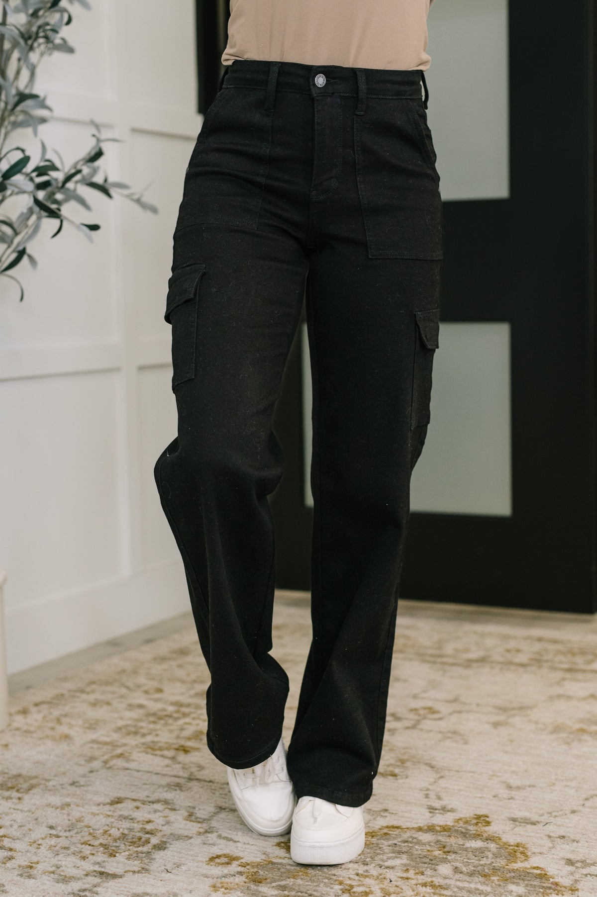 Judy Blue High Waist Cargo Wide in Black-Womens-Villari Chic, women's online fashion boutique in Severna, Maryland