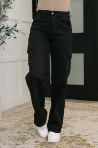 Judy Blue High Waist Cargo Wide in Black-Womens-Villari Chic, women's online fashion boutique in Severna, Maryland