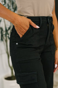 Judy Blue High Waist Cargo Wide in Black-Womens-Villari Chic, women's online fashion boutique in Severna, Maryland