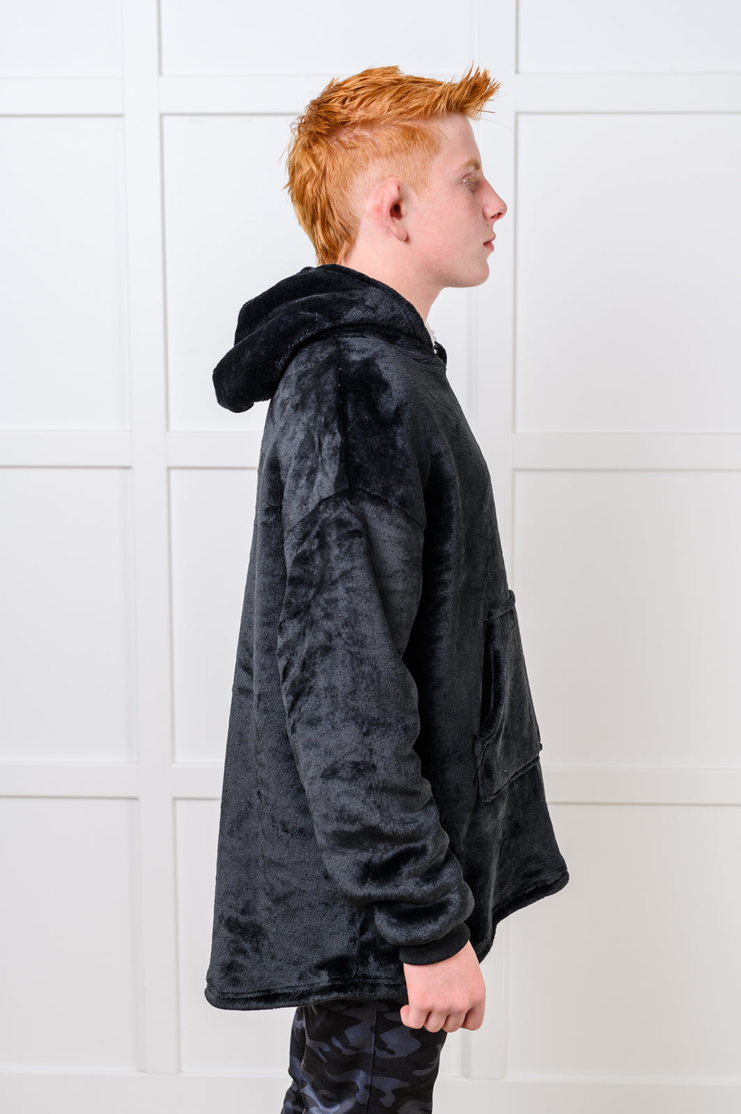 Kids Oversized Hoodie Blanket in Black-Layers-Villari Chic, women's online fashion boutique in Severna, Maryland