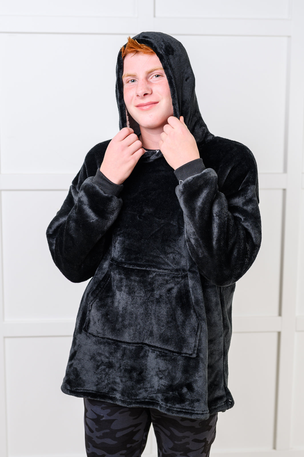 Kids Oversized Hoodie Blanket in Black-Layers-Villari Chic, women's online fashion boutique in Severna, Maryland