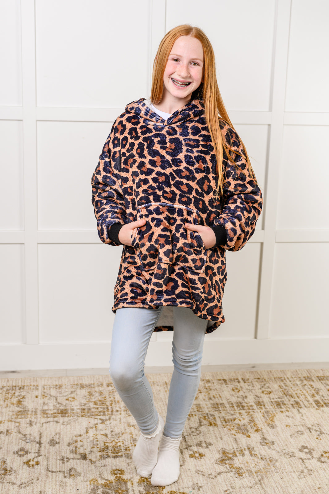 Kids Oversized Hoodie Blanket in Leopard-Layers-Villari Chic, women's online fashion boutique in Severna, Maryland