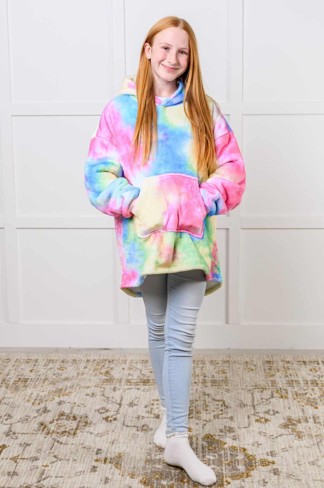 Kids Oversized Hoodie Blanket in Rainbow-Layers-Villari Chic, women's online fashion boutique in Severna, Maryland