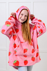 Kids Oversized Hoodie Blanket in Strawberry-Layers-Villari Chic, women's online fashion boutique in Severna, Maryland