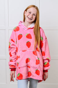 Kids Oversized Hoodie Blanket in Strawberry-Layers-Villari Chic, women's online fashion boutique in Severna, Maryland