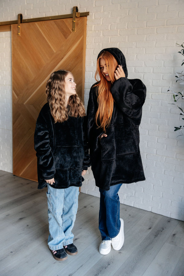 Kids Oversized Hoodie Blanket in Black-Layers-Villari Chic, women's online fashion boutique in Severna, Maryland