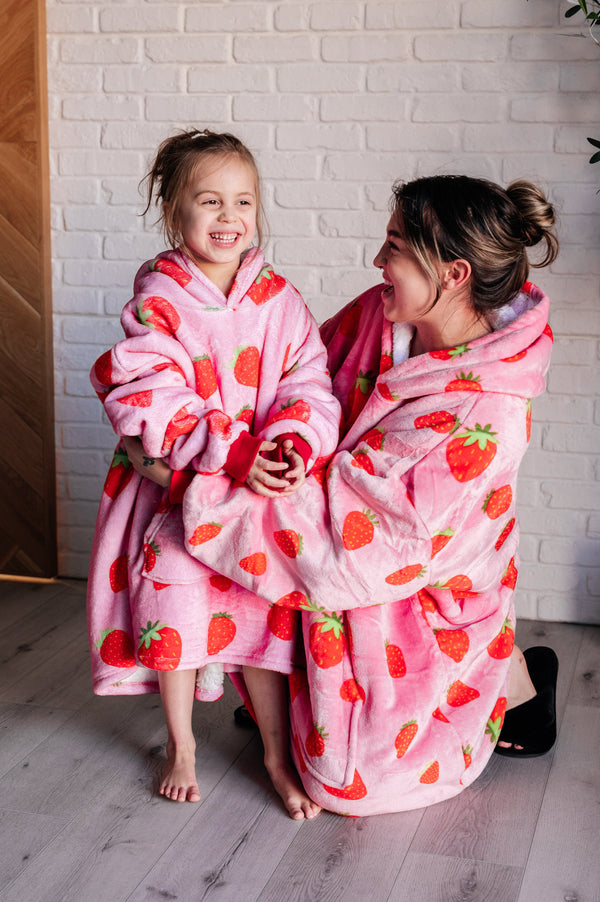 Kids Oversized Hoodie Blanket in Strawberry-Layers-Villari Chic, women's online fashion boutique in Severna, Maryland