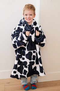 Kids Oversized Hoodie Blanket in Cow-Layers-Villari Chic, women's online fashion boutique in Severna, Maryland